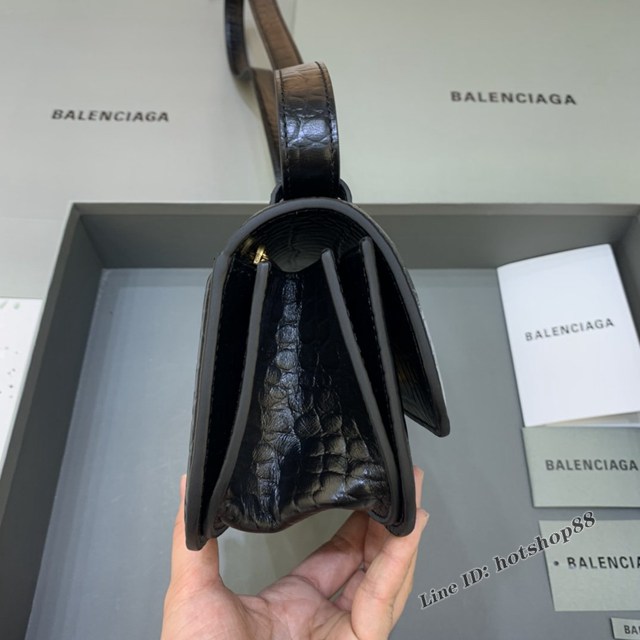 Balenciaga專櫃爆款大號鱷魚黑色肩背包 巴黎世家新款Gossip bag斜挎包 fyj1319